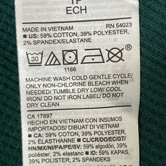 Old Navy Green/Black/Navy Plaid Thermal Top, XS - Picture 5 of 6